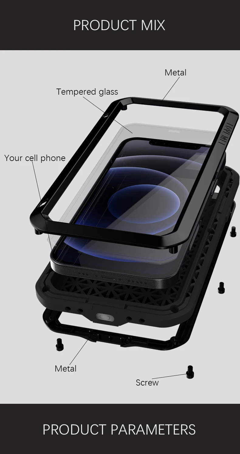 DRAGOSTE originală MEI Puternic de Caz Pentru iPhone 12 Mini Metal Armor Șoc Murdărie Dovada de Apă Cazuri de Telefon Pentru iPhone 12 Pro Max 6.1