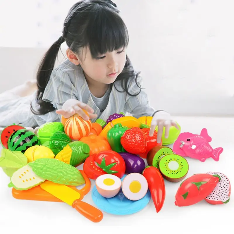 37 Buc BPA gratuit de Colorat Fructe Legume de Tăiere de Alimentare din Plastic Jucărie de Învățământ pentru Copii Pretinde Joc Bucătărie de Jucărie de Gătit Mâncare de Jucărie