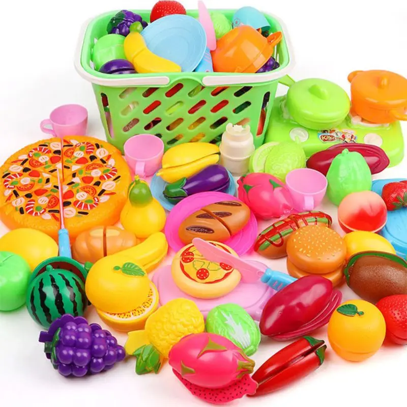 37 Buc BPA gratuit de Colorat Fructe Legume de Tăiere de Alimentare din Plastic Jucărie de Învățământ pentru Copii Pretinde Joc Bucătărie de Jucărie de Gătit Mâncare de Jucărie