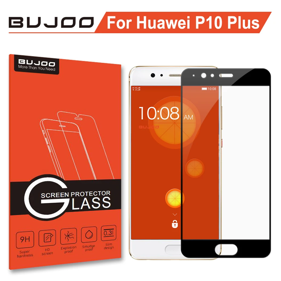 Original BUJOO Real 0,3 mm 9H Negru Complet Capacul de Protectie din Sticla Temperata Pentru Huawei P10 Plus Ecran Protector P 10 Plus Film