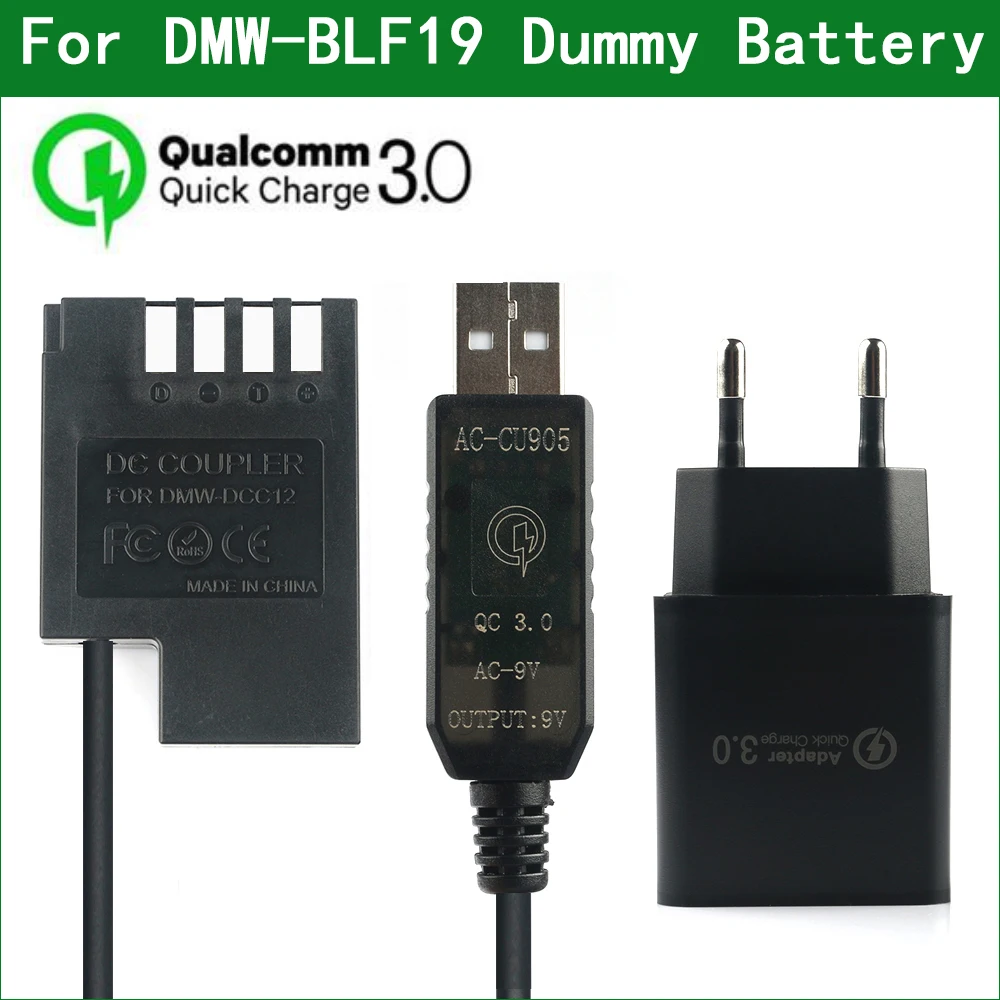 DMW-BLF19 Dummy Baterie DMW-AC8 DMW-DCC12 DC Cuplaj pentru Panasonic DMC-GH3 DMC-GH4 DC-GH5 DC-G9