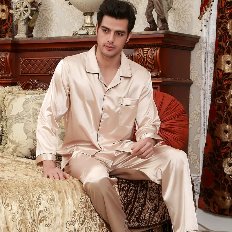Noi Brodate Superstar Pijamale de Mătase Cupluri Maneca Lunga Costum de Mătase 2 buc Homewear Adult Satin Cuplu Pijama Plus Dimensiune B-5841