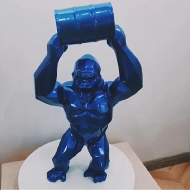 King Kong Gorilla Sculptura de 40 cm Inaltime Maimuță Geometrice Moda Statuie Rășină de Artă Simulare Animal Cadou Home Decor