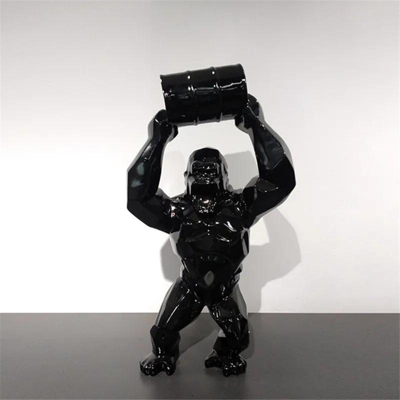 King Kong Gorilla Sculptura de 40 cm Inaltime Maimuță Geometrice Moda Statuie Rășină de Artă Simulare Animal Cadou Home Decor