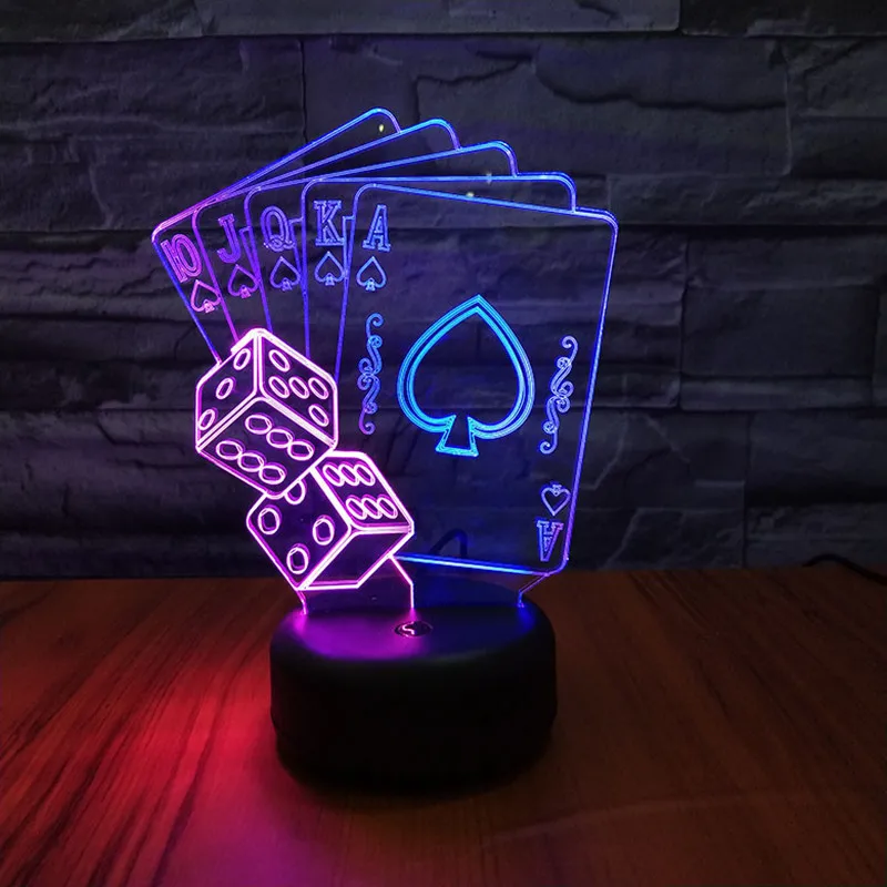 Creative 3D Lampă cu LED-uri de Poker Pică Carte de Joc 7 Culori Schimbă Lumina de Noapte Acasă Decorare Dormitor pentru Copii Cadou de Crăciun de Jucărie