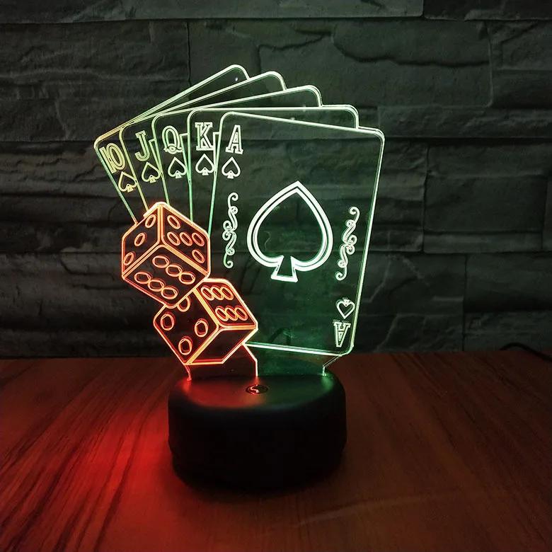 Creative 3D Lampă cu LED-uri de Poker Pică Carte de Joc 7 Culori Schimbă Lumina de Noapte Acasă Decorare Dormitor pentru Copii Cadou de Crăciun de Jucărie