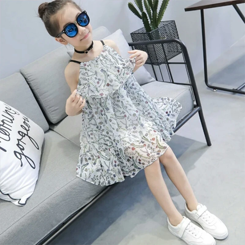 Fete Rochie de moda 2018 Noi de Vara Haine Copii imprimare Șifon rochie de petrecere pentru fete age4 6 8 10 copil de 12 Copii Clothig