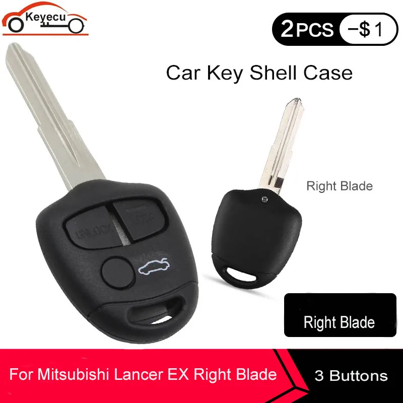 KEYECU 3x Cheie de la Distanță Caz Shell 3 butoane pentru MITSUBISHI Lancer EX telecomenzii Telecomanda Alarma Auto Capacul Carcasei lama dreapta groove
