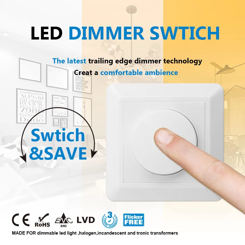 LED Dimmer Switch 200W 200-240V Reglabil Luminozitatea Lămpii Benzi Driver două Culoare Lumină de Alimentare Controller marcajul CE, EMC, LVD, ROHS