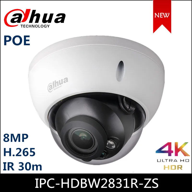 Dahua 8MP Camera POE IP IPC-HDBW2831R-ZS WDR IR Dome Camera de Rețea 3.7~11mm obiectiv motorizat 25/30fps@8MP