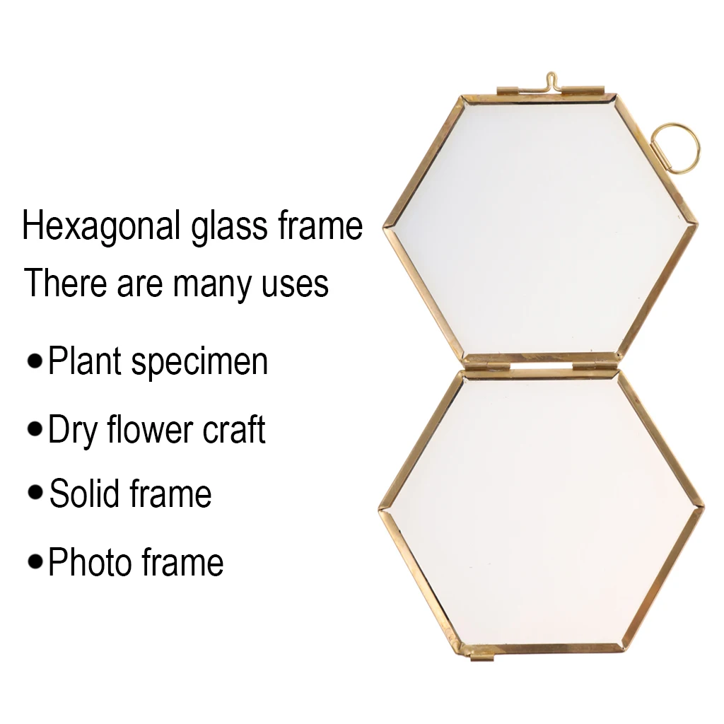 Rama Foto De Perete De Sticlă Forma De Hexagon Pentru A Afișa Imaginea Pictura Jurnal Broderie De Flori Uscate Decoratiuni Acasă