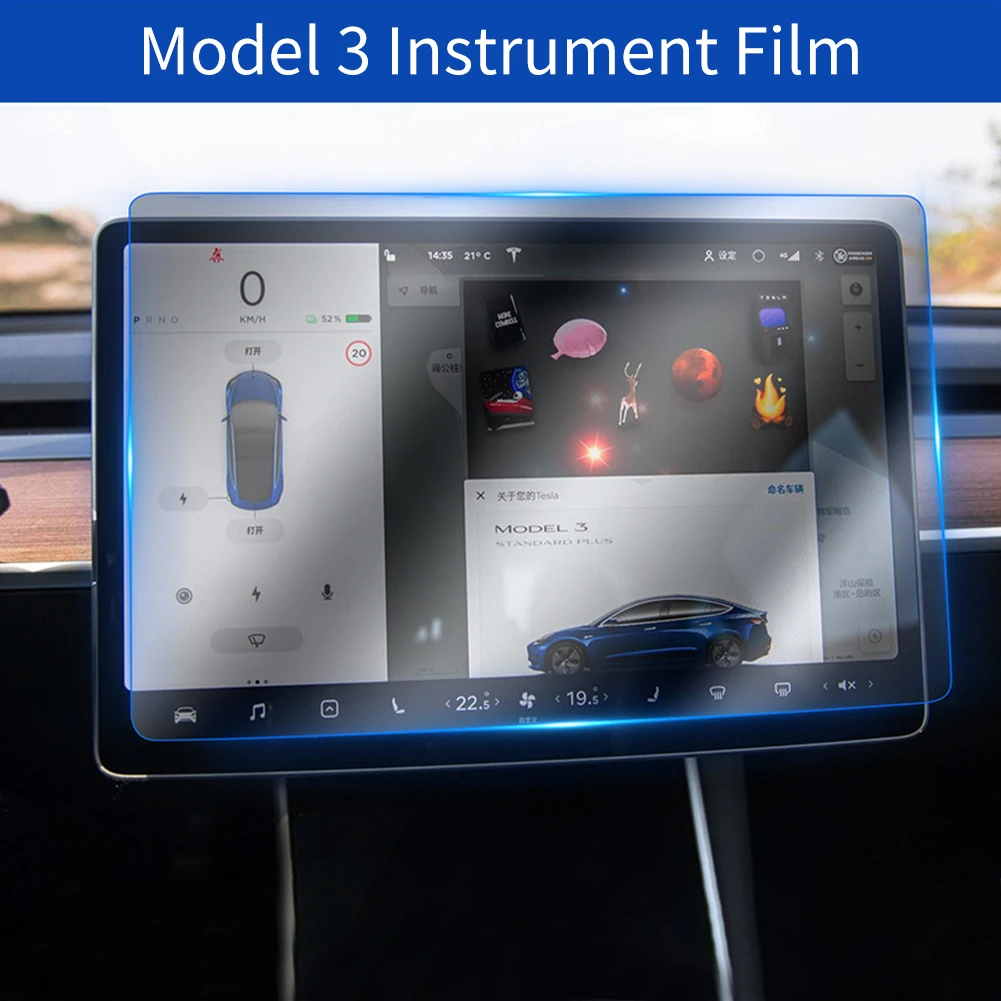 Ușor de Instalare Ultra Subțire Automat de Adsorbție Navigator Ecran Protector Anti-Amprente TPU Film Pentru Tesla Model 3 X S 19-20