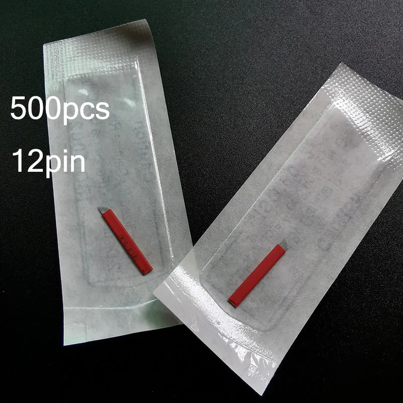 500pcs Nano 0.18 mm 12 Pini Spranceana Machiaj Permanent flex Tatuaj Ace de 12 Lama Pentru Microblading lamina lama Agulhas Tebori