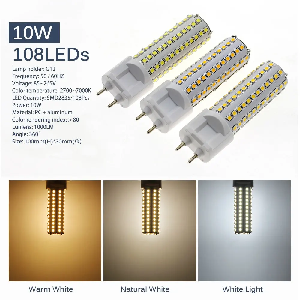 G12 Lampa LED 10W 15W LED 12W Porumb Bec 110V 220V SMD2835 Luminozitate Ridicată de Economisire a Energiei Înlocui Becurile Candelabru pentru Acasă
