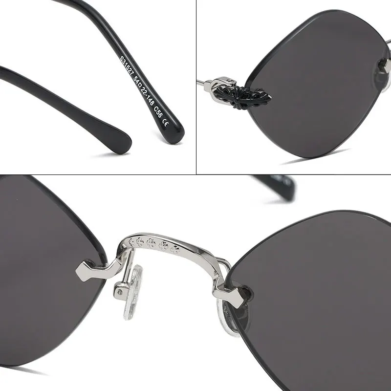 HBK Epocă Mic Romb ochelari de Soare Pentru Femei, Bărbați fără ramă Pătrată Nuante Colorate Fara rama de Ochelari de Soare de Înaltă Calitate UV400