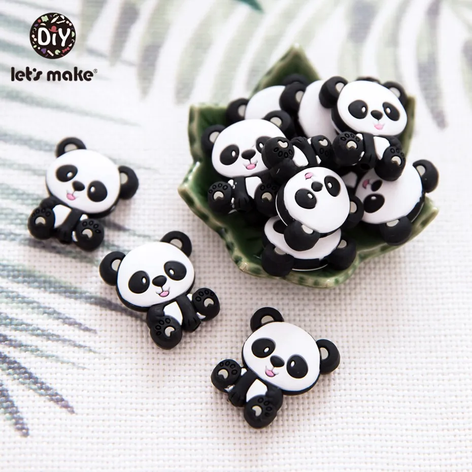 Hai să Facem 5Pc Silicon jucării Teether Desene animate Mini Panda Margele Mici Bpa Gratuit Silicon Pandantiv Copilul Teethinn Jucării Nou-născut Duș Cadou