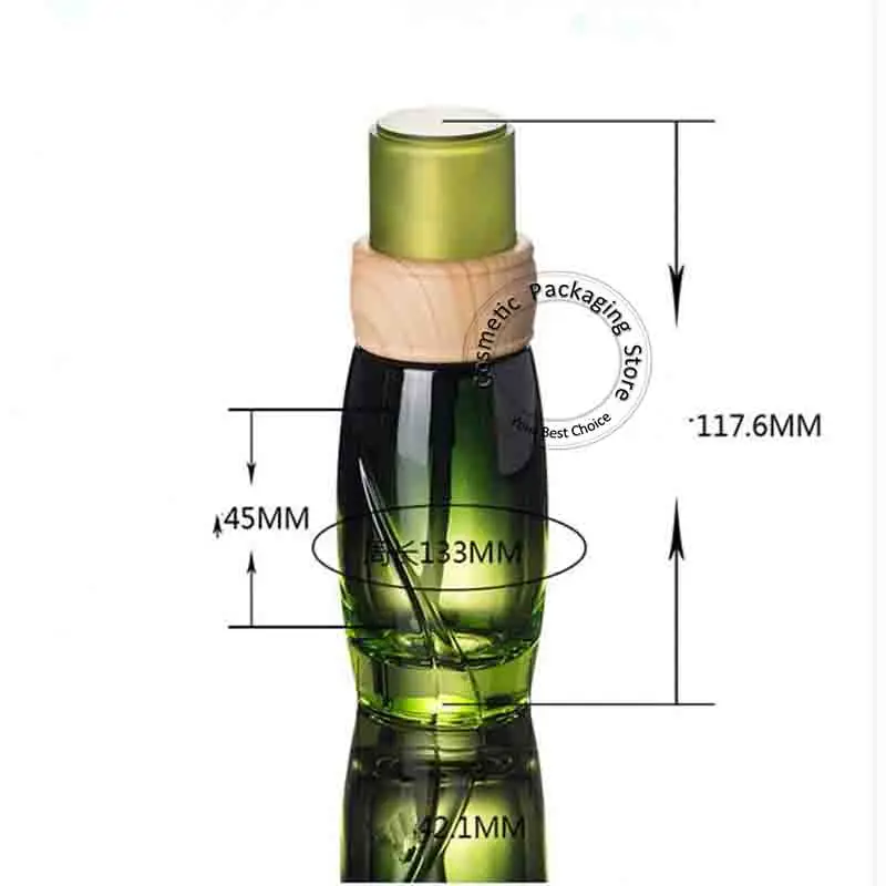 3pcs/Lot Gol 40ml Verde de Sticlă cu Pompă de Presă Sticla Forma de Lemn Capac pentru Lotiune Oală 40g Cosmetice Emulsie Sticla