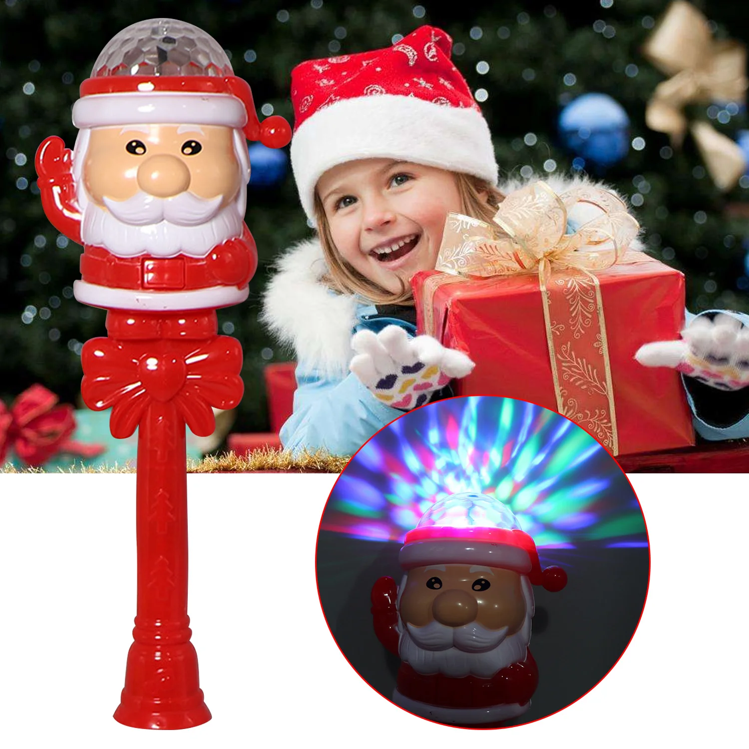 Behogar Amuzant Drăguț Moș Crăciun LED Flash Stick Intermitent Proiector Jucărie pentru Copii pentru Copii de Craciun Cadouri de Craciun