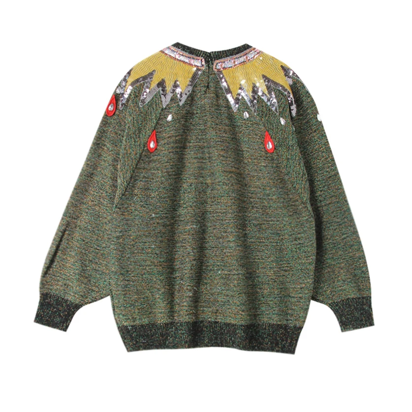 Rafinat cu Margele de Metal Textura Brodate pulover Pulover 2021 Iarna Femei Lungă cu Mâneci Pulover C-028