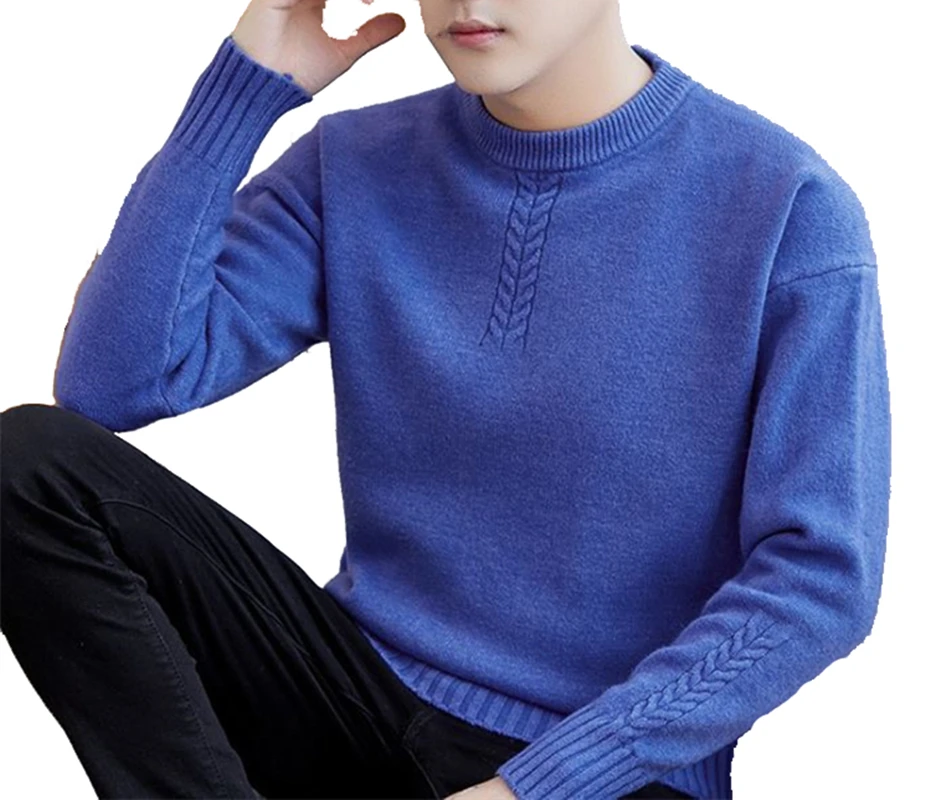 2019 Nou Toamna și Iarna Pulover Barbati O-Neck Maneca Lunga Turtneck Tricou Tricot Stil coreean Slim Culoare Solidă Mens Haine J818