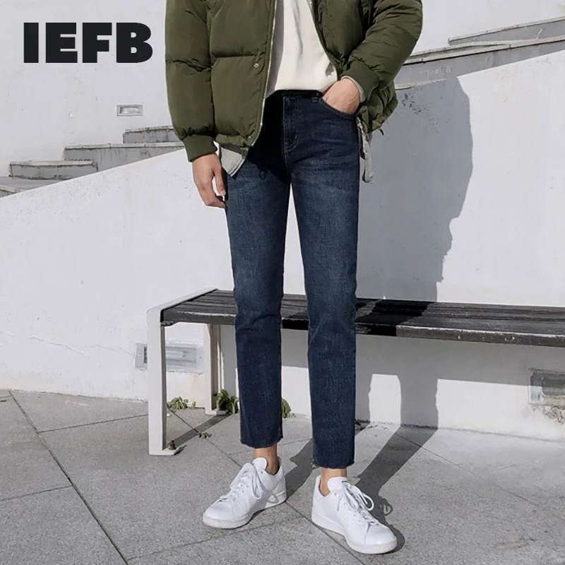 IEFB coreean Slim Fit Blugi Barbati Primavara Gros de Iarna Vintage Straight Denim Casual de Bază Pantaloni sex Masculin de Înaltă Calitate 2021 9Y4806