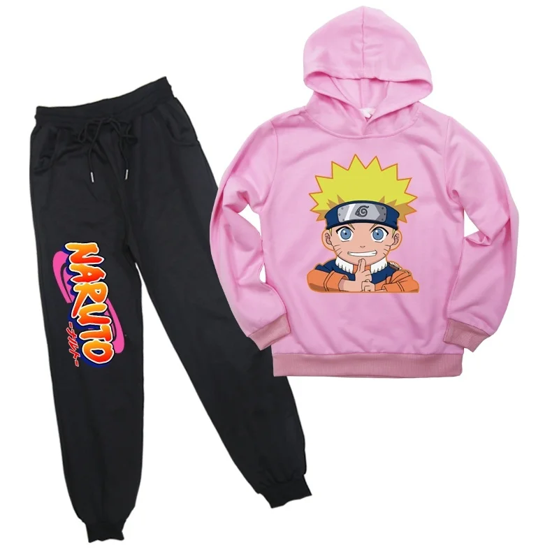 2021 Naruto Hanorac Pantaloni Costum de Moda Casual Băieți Fete din Bumbac Hoodies Desene animate Cool Jachete copii Pulover Sport