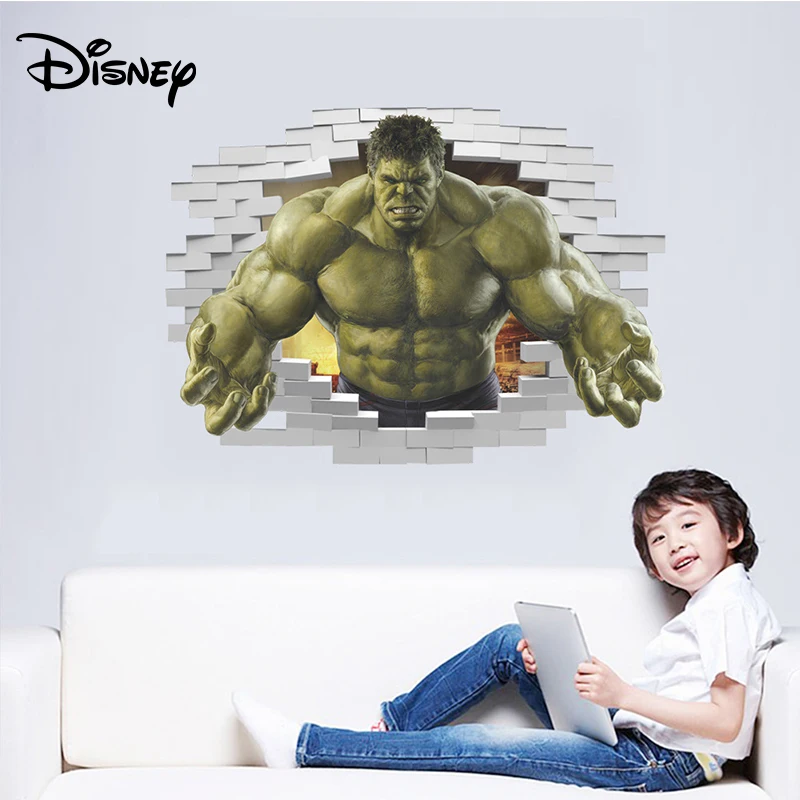 Disney PVC autocolant 3D stereo verde gigant rupt de perete camera de zi TV de fundal decorare perete amovibil autocolante