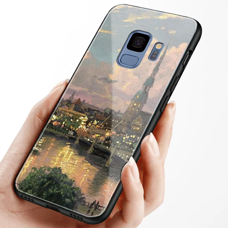 Arta lui van Gogh pictura pe Sticlă călită Telefon caz acoperire shell Pentru Samsung Galaxy S8 S9 S10 S10e S20 Nota 8 9 10 Plus 20 ultra