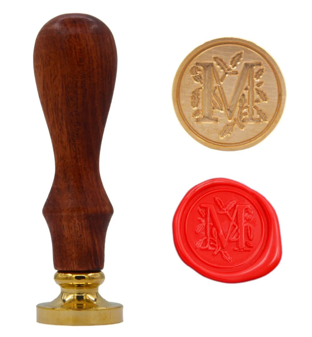 Stil Vintage Mâner de Lemn 26 litere a-Z Alfabet Inițial Ceara Clasic cu Ceara de Etanșare Seal Stamp (M)