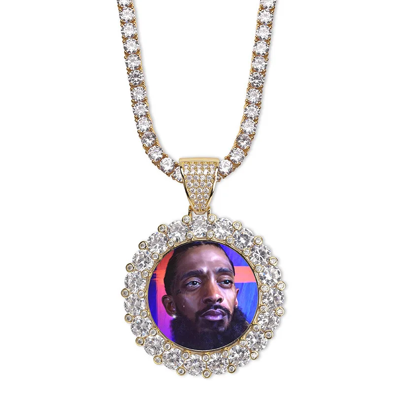 Foto personalizat Hip hop Colier Medalioane Lanț de Cupru de Zircon Cubic Imagine colier pentru Bărbați Bijuterii de Memorie Cadou