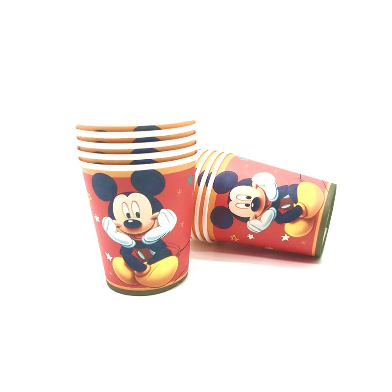 50Pcs/80Pcs Veselă de Unică folosință Seturi Cupa Placa Steagul Roșu Drăguț Mickey Mouse Copil de Dus Ziua de nastere Copil Bannere Decor Consumabile