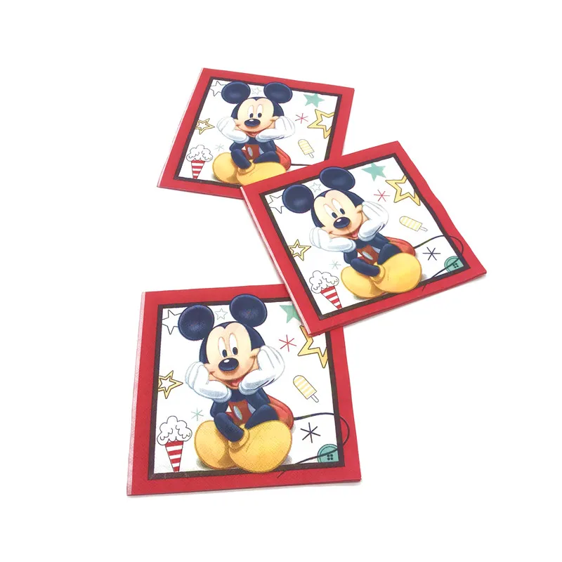 50Pcs/80Pcs Veselă de Unică folosință Seturi Cupa Placa Steagul Roșu Drăguț Mickey Mouse Copil de Dus Ziua de nastere Copil Bannere Decor Consumabile