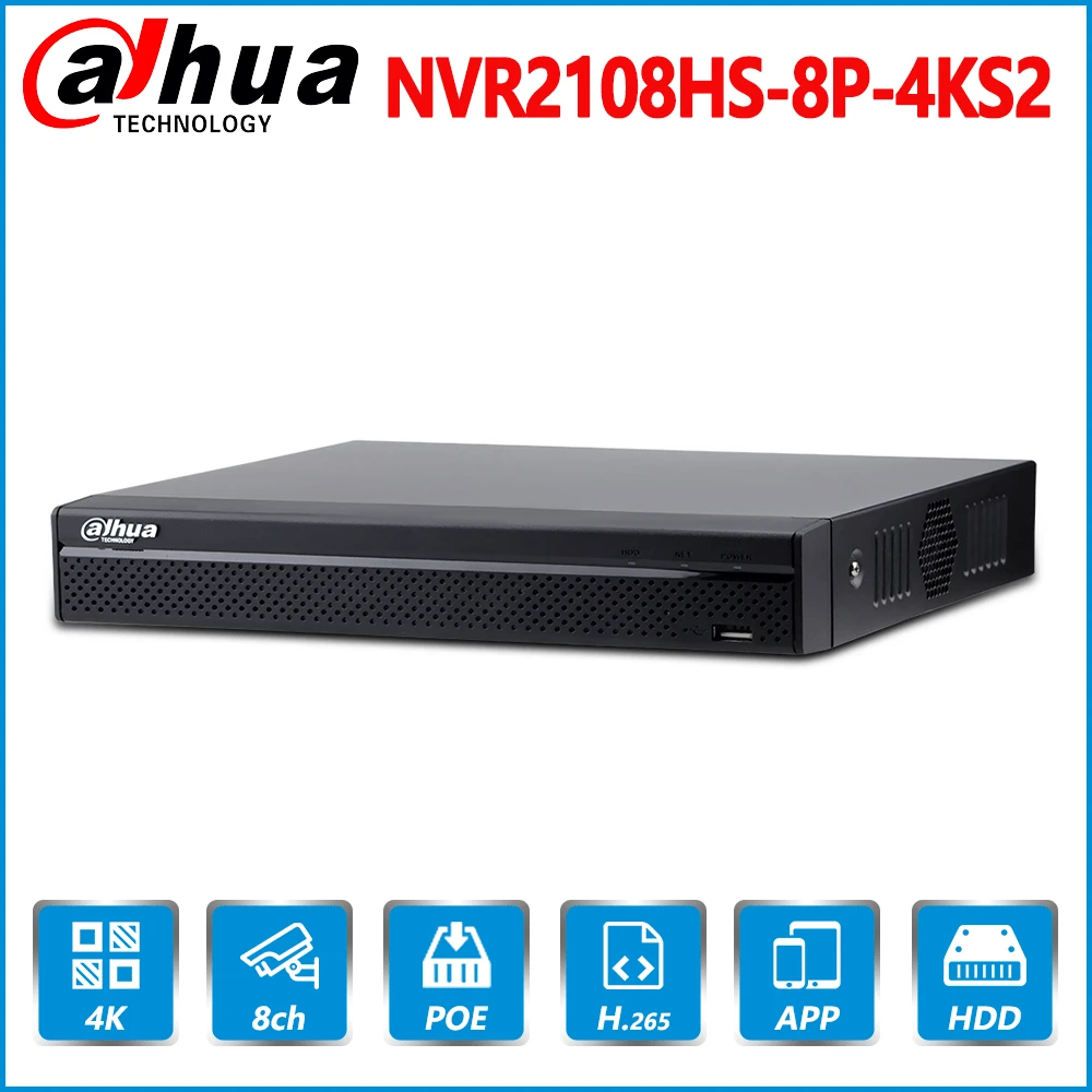 Dahua Internațional Original NVR2108HS-8P-4KS2 8 CH 8 POE 4K H. 265 Recorder Video de Rețea NVR Record Pentru Camera IP CCTV Sistem
