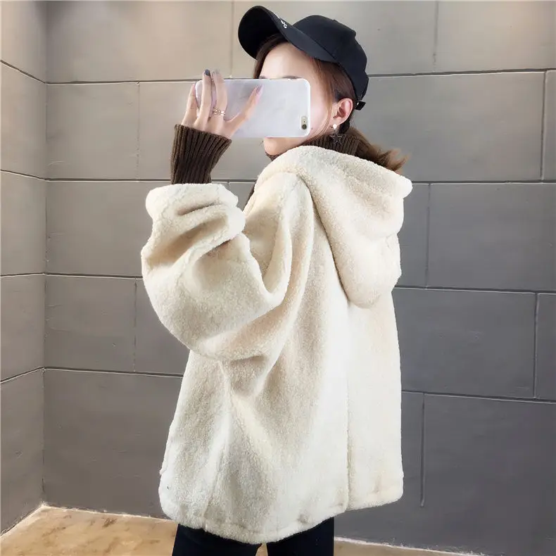 Plus dimensiune catifea fals două piese miel de pluș pulover femei toamna iarna stil coreean tricou vrac supradimensionat harajuku hoodie