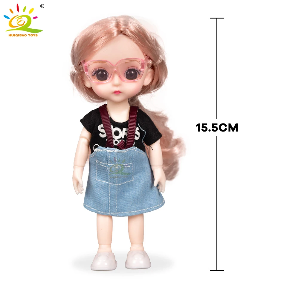 HUIQIBAO 15cm Mobile Papusa Cap 1/12 BJD Baby Doll Goala Nud Corpul cu haine de Moda Păpuși Jucarii pentru Copii Copii Fata de Cadouri