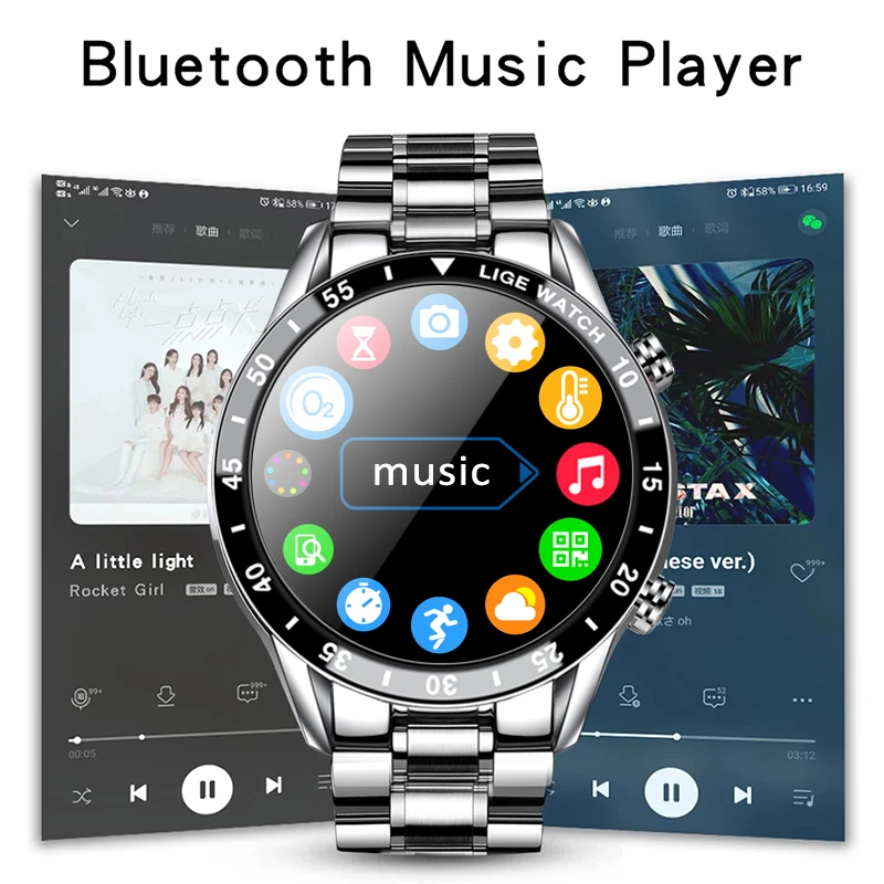 LIGE 2021 Nou Ceas Inteligent Bărbați Ecran Tactil Complet de Fitness Sport Ceas IP68 Impermeabil Bluetooth Pentru ios Android smartwatch Mens