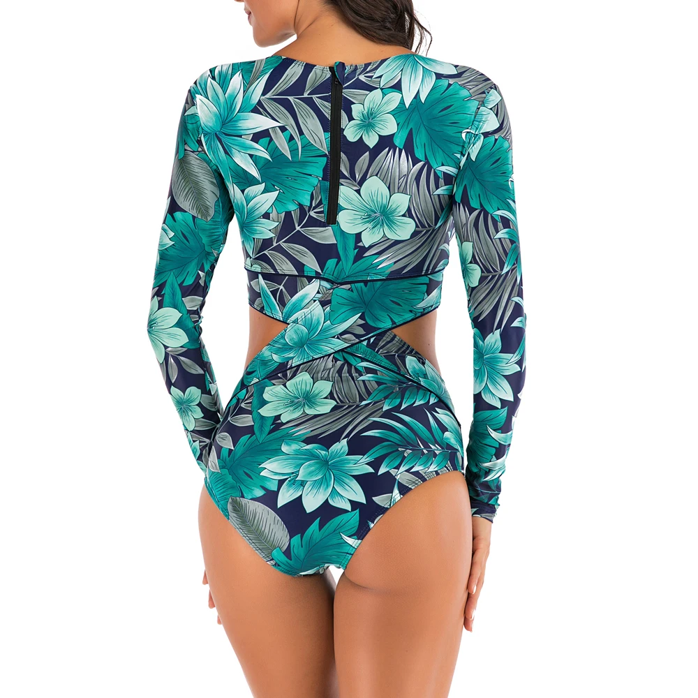 2021 Femei cu Mâneci Lungi Rashguard de Imprimare de Costume de baie Rash Guards-O singură Bucată de Surfing Costume de baie Pentru Femei Plus dimensiune