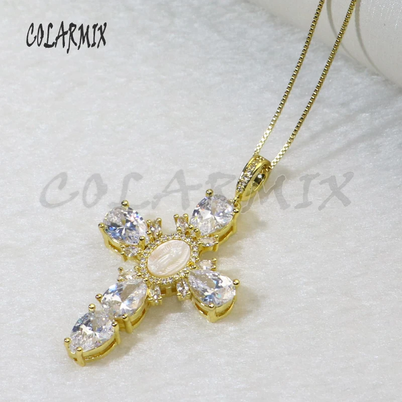 5 buc cruce colier cu pandantive pandantive de cristal cruce cu coajă de bijuterii de bijuterii de cristal colier accesorii pentru femei 5676