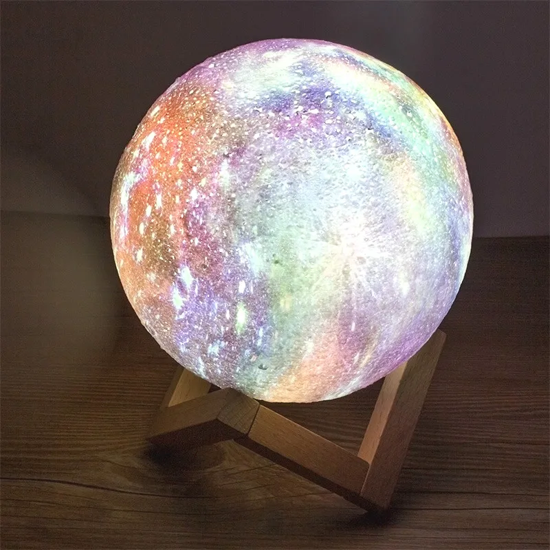 USB Reîncărcabilă 3DPrint Luna Lampă cu Galaxy Cerul Înstelat 2Color Dormitor birou Lumina de Noapte Decor Creativ Luminaria culoare becuri