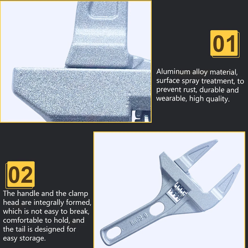 6-68mm Scurt Coadă Mare Deschidere Cheie Reglabilă Aliaj de Aluminiu Snap Grip Cheie Cheie Baie Instrumente de Reparare