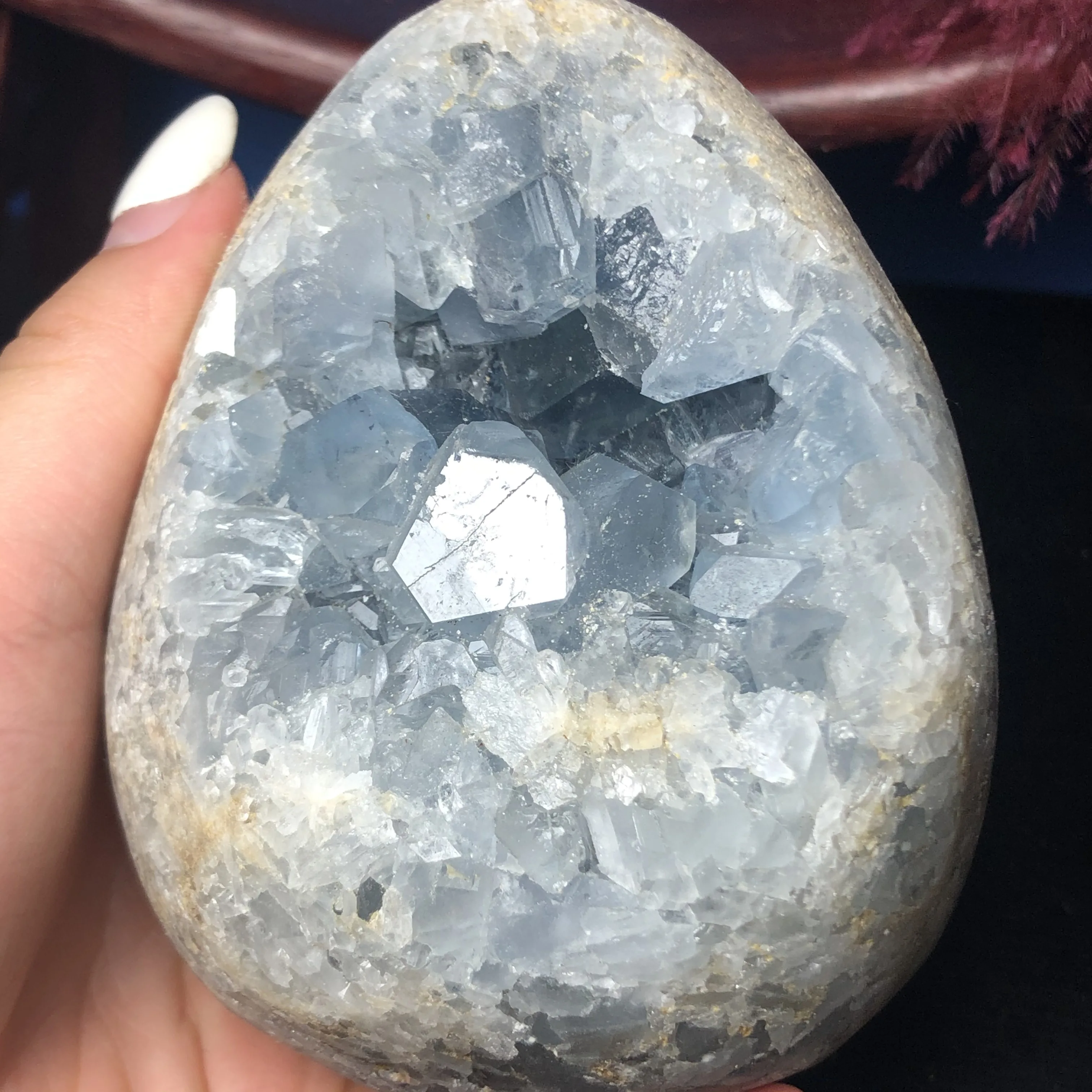 Naturale celestite geode cuarț cluster specimen Albastru Spar Gaura Geode Piatră prețioasă de vindecare