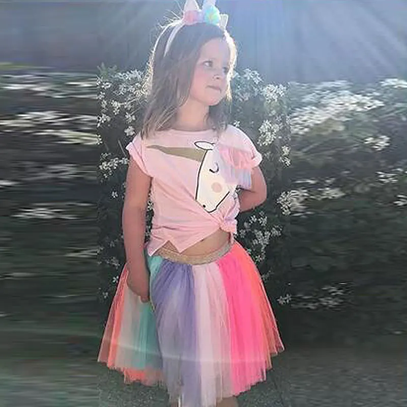 Ins nou stil fusta copii 2018 fete de vară colorate, fusta, tifon printesa rochie de printesa Unicorn