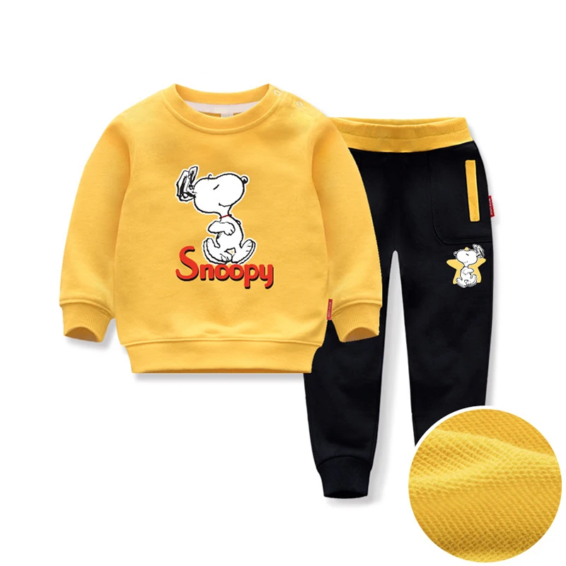Snoopy îmbrăcăminte pentru copii pentru copii pulover de desene animate de bumbac moale si confortabil moda cu maneci lungi pantaloni din două piese