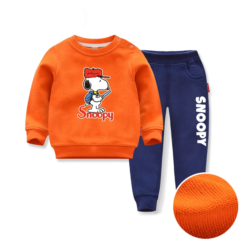 Snoopy îmbrăcăminte pentru copii pentru copii pulover de desene animate de bumbac moale si confortabil moda cu maneci lungi pantaloni din două piese