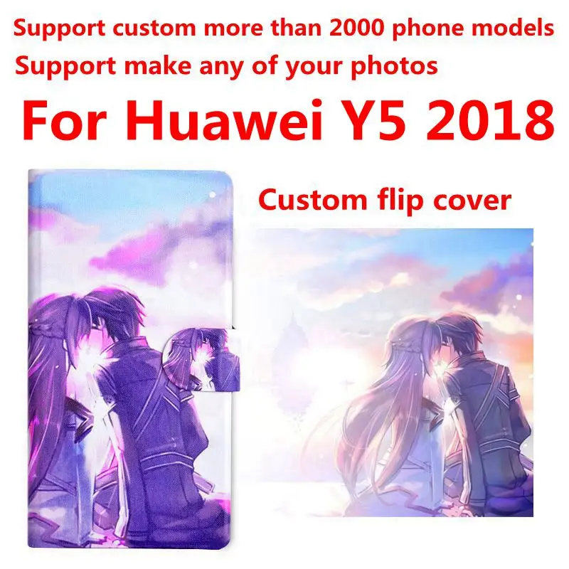 DIY Telefon sac personalizate personalizate Imagine foto din piele PU caz flip cover pentru Huawei Y5 2018