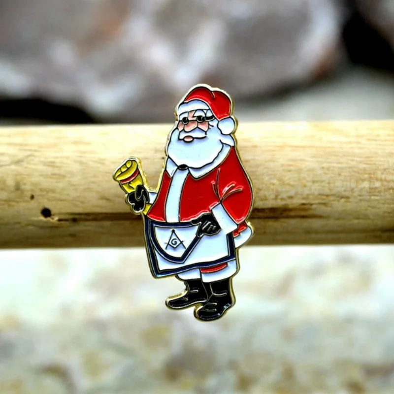 Clasic Moș Crăciun Masonice Broșă Pin De Desene Animate Drăguț De Crăciun Guler Pin Masonic Frăția Bijuterii Unisex Xmas Cadouri
