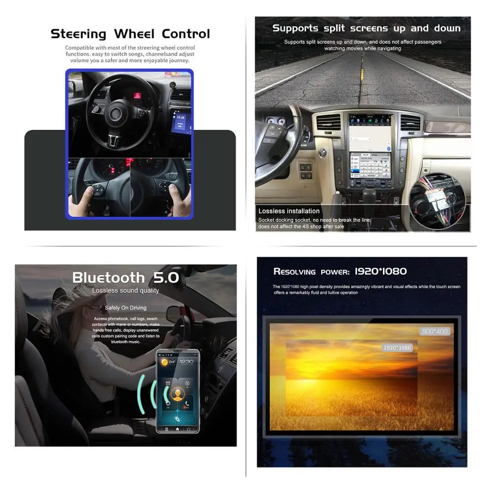 Aotsr Tesla ecran Vertical Android 8.1 Masina DVD Player Navigatie GPS Radio pentru Lexus LX570 2007-multimedia recorder WiFi