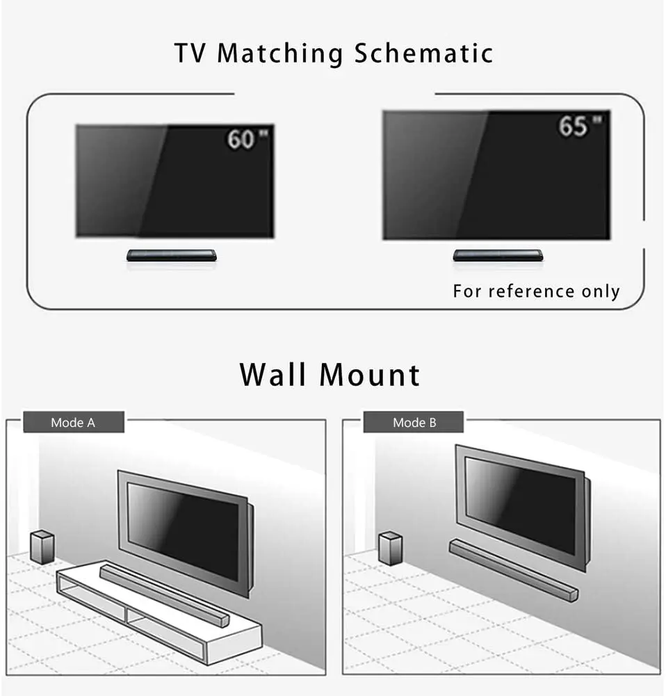10W TV Sound Bar AUX USB pentru TV cu Bluetooth RCA USB Opta Conexiune AUX/ Sistem de Difuzoare TV/Home Theater Jocuri Proiectoare