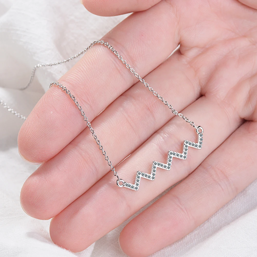 ANENJERY Argint 925 cele mai Noi Micro Zircon Inimii Val Colier Pentru Femei Scurte Clavicula Lanț Cadou de Crăciun S-N302