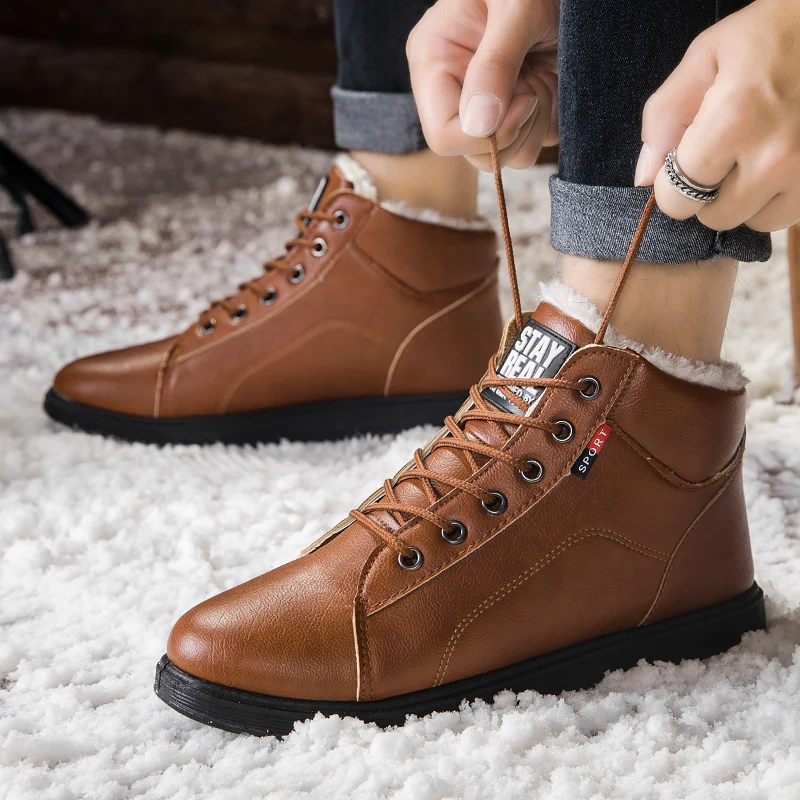 Iarna plus catifea cald cizme cizme de zăpadă în pantofi pentru bărbați Britanic simplu tendință de alunecare piele uzura casual barbati pantofi